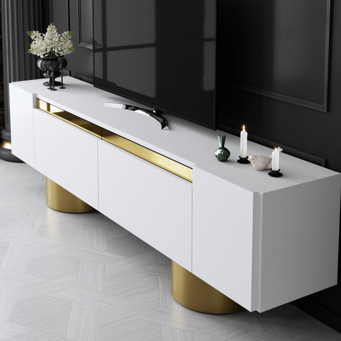 Hanah Home Bohem Soporte para TV Blanco y Dorado